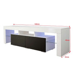 Dimensions of white and black LED TV stand: 160cm wide, 35cm deep and 45cm high