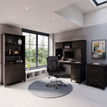 Close up detail of ergonomic office chair back support and comfortable cushioning design.