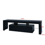 Dimensions of black LED TV stand: 160cm wide, 35cm deep and 45cm high