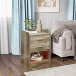Modern LED Pedestal with Open Shelf - Set of 2 displayed in a cozy living room setting with decorative accents.