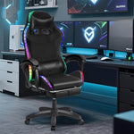 Ergonomic RGB LED Gaming Chair with vibrant lighting and premium comfort in a modern gaming setup.