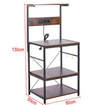 3-Tier Bakers Rack with built-in power outlets and USB port, perfect for kitchen organization.