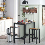 Bar Table and Stools Set with rustic industrial design in a stylish kitchen setting.