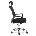 Ergonomic High Back Mesh Office Chair with chrome base and headrest, designed for comfort and support in workspace.