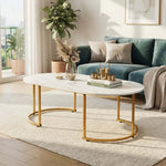 CT-CH07 steel frame oval coffee table variant