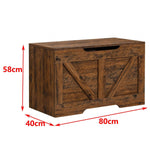 Rustic Wooden Storage Bench SC-JY701 with measurements 80cm x 40cm x 58cm in warm retro grey wood finish.