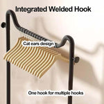 Freestanding Clothes Rack with integrated welded hook featuring cat ears design and multiple hanging hooks.