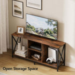 Modern TV stand console table with open storage and industrial furniture style