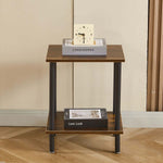 Industrial 2-Tier Side Table CT-331 showcasing a compact design with books and a clock on top.