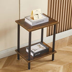 Industrial 2-Tier Side Table CT-331 with books and clock, suitable for living room or bedroom use.
