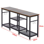 Overall dimensions and size measurements of industrial TV stand with shelves