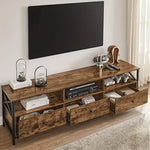 Industrial TV stand for 75 inch TV in rustic brown