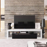 Modern Floating LED TV Stand showcasing a wall-mounted design with sleek high-gloss finish and minimalist style.