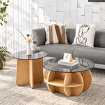 Modern living room coffee table furniture with wooden curved base