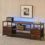 TV Stand with Charging Station featuring drawers and open shelving for storage, designed for modern entertainment areas.