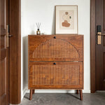 Walnut Slim Flip Shoe Cabinet | Entryway Storage | Artisansa