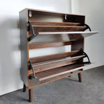 Walnut Slim Flip Shoe Cabinet | Entryway Storage | Artisansa