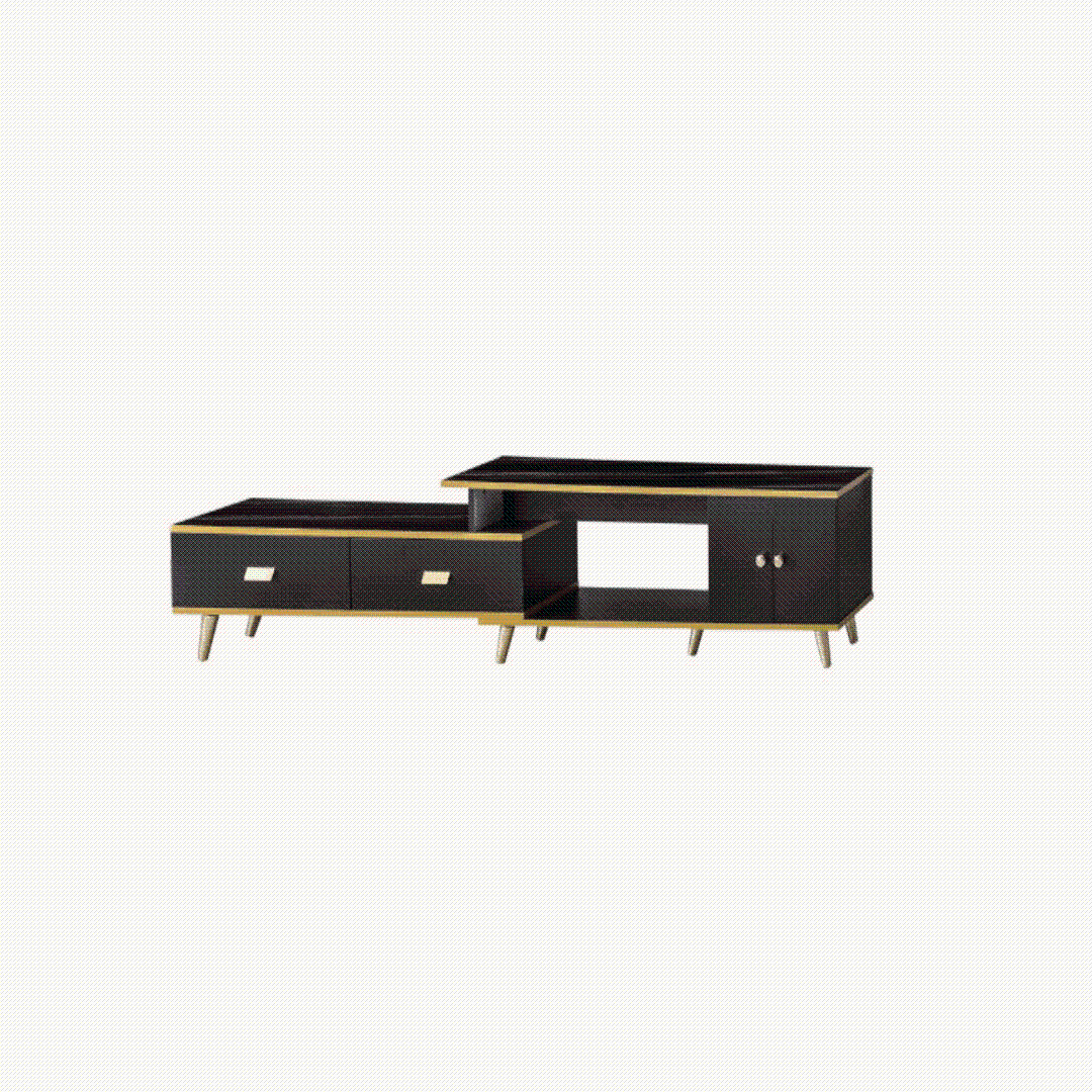 White and Black Bone Gold Adjustable Plasma TV Stand TV-3023