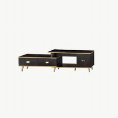 White and Black Bone Gold Adjustable Plasma TV Stand TV-3023