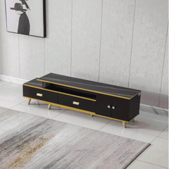 White and Black Bone Gold Adjustable Plasma TV Stand TV-3026