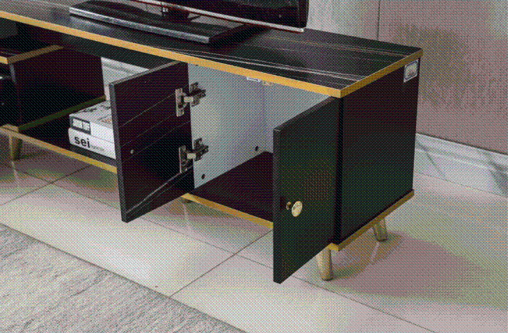 White and Black Bone Gold Adjustable Plasma TV Stand TV-3028