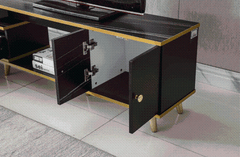 White and Black Bone Gold Adjustable Plasma TV Stand TV-3028