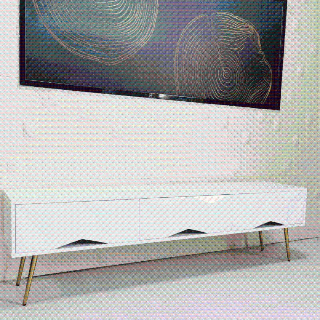 Elegant Victoria White and Gold Plasma TV Stand - TV-A192