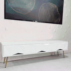 Elegant Victoria White and Gold Plasma TV Stand - TV-A192