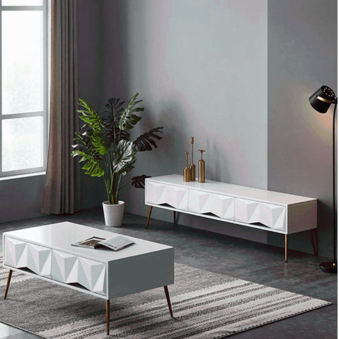 Elegant Victoria White and Gold Plasma TV Stand - TV-A191