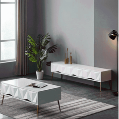 Elegant Victoria White and Gold Plasma TV Stand - TV-A191