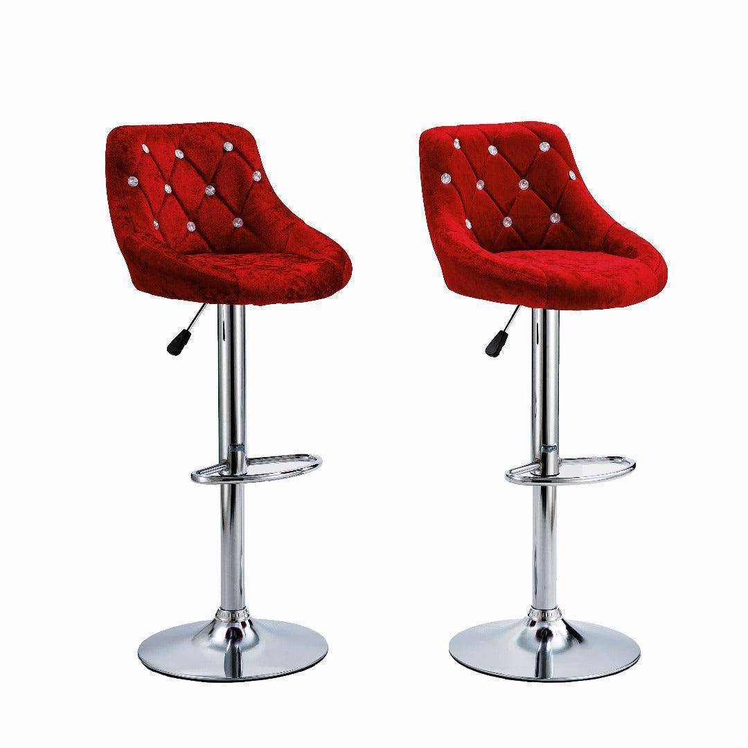 High Back Velvet Bar Stool with Chrome Base in 2-in-1 box B070