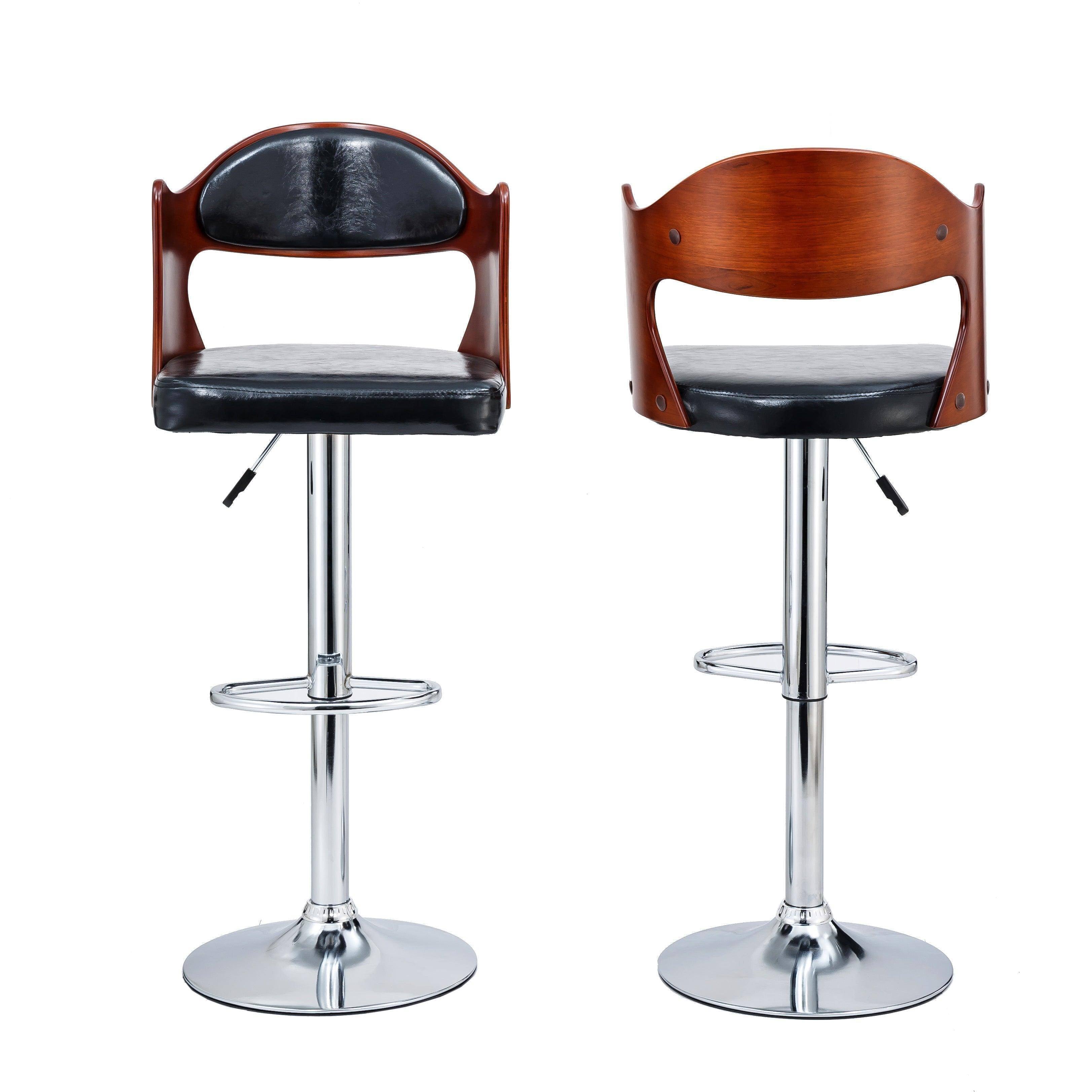 Versatile Black and Brown Mid-Back Bar Stool 2-in-1 Set CR-B013
