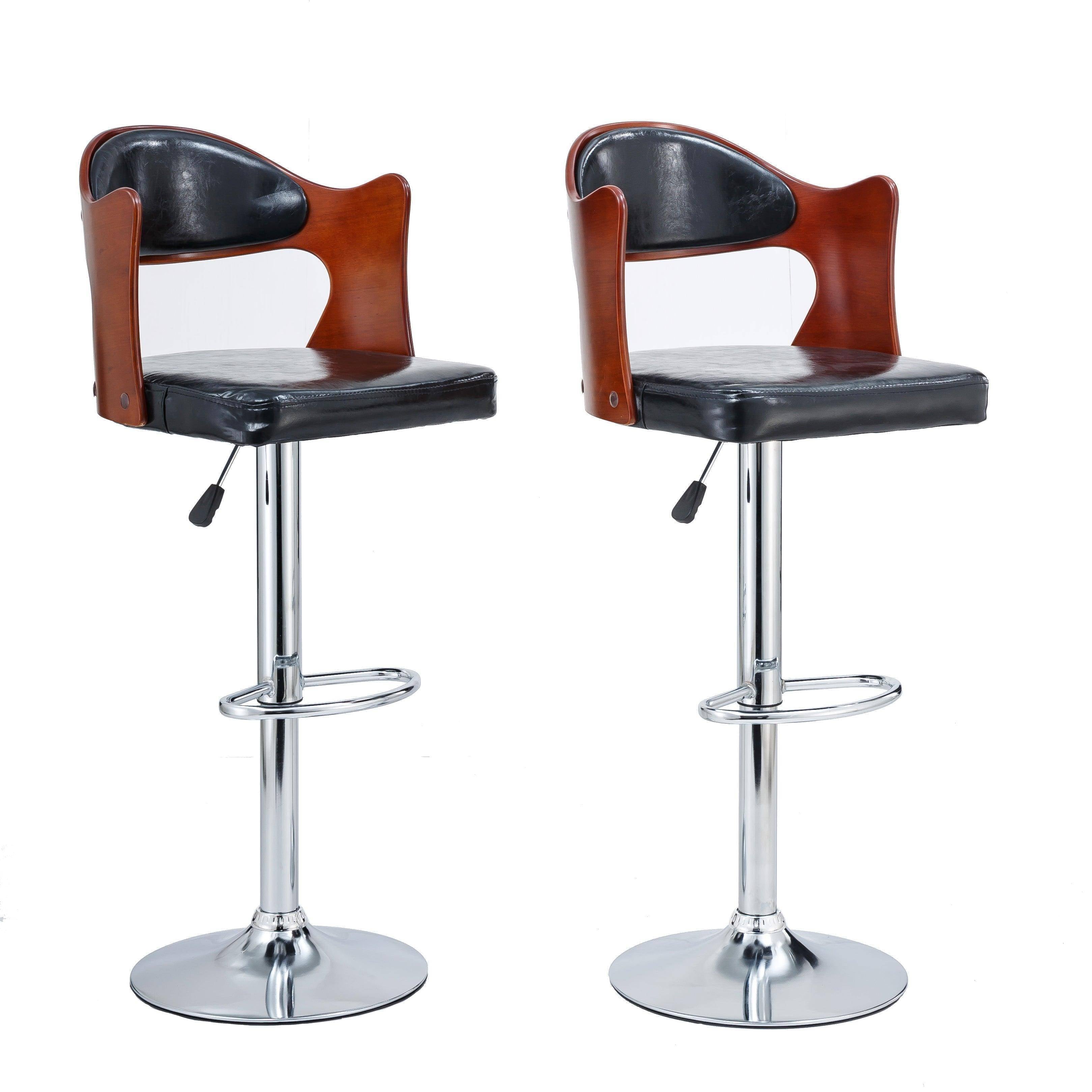 Versatile Black and Brown Mid-Back Bar Stool 2-in-1 Set CR-B012
