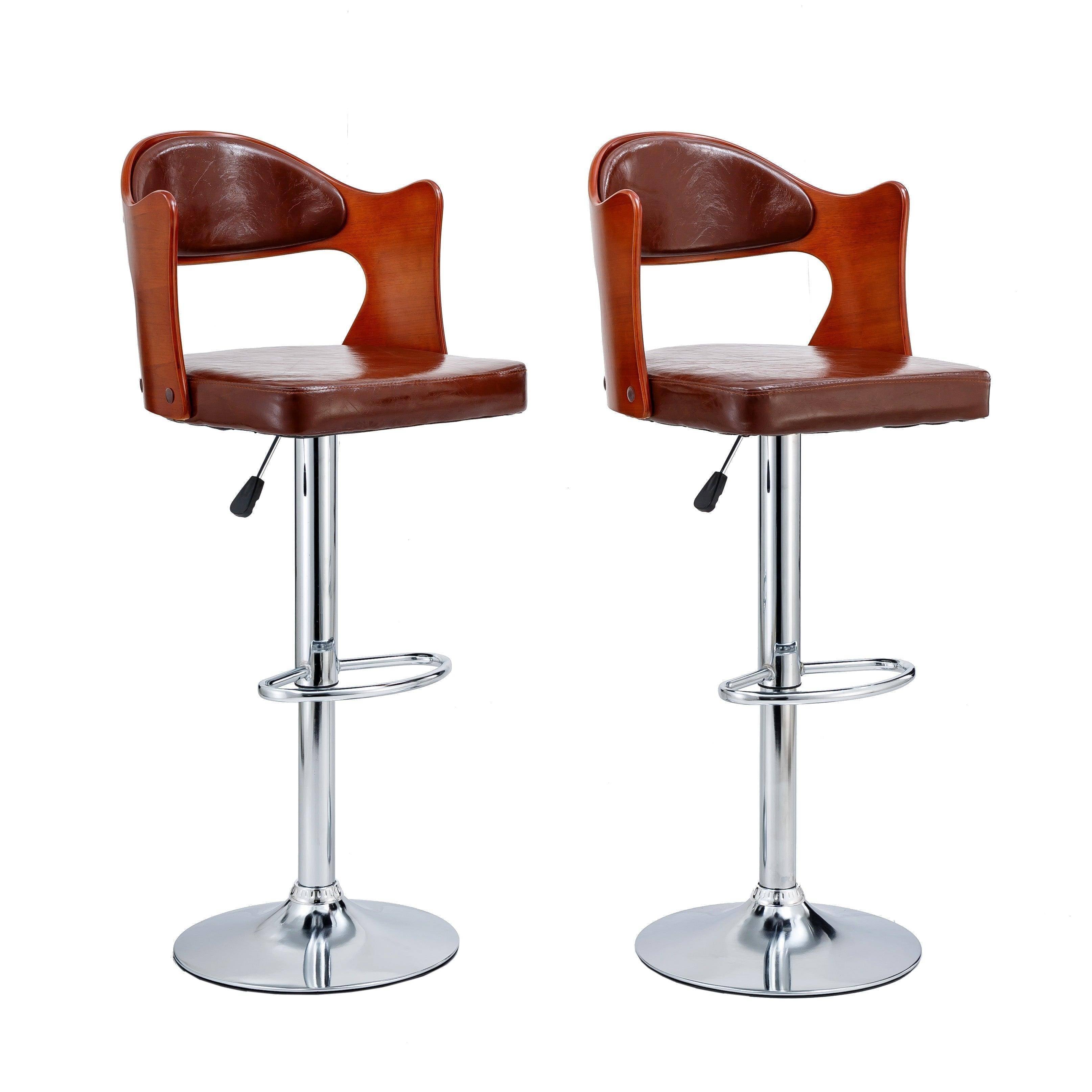 Versatile Black and Brown Mid-Back Bar Stool 2-in-1 Set CR-B014