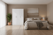 Wardrobe South Africa – 3-Door Bedroom Wardrobe WD-117 white MDF with silver handles in modern South African bedroom