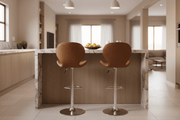 Bar stool South Africa – Adjustable Bar Stool Set CR-B11 in brown with chrome base in modern South African kitchen - ArtisanSA