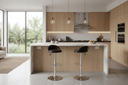 Bar stools South Africa – Modern Bar Stools Set Of 2 CR-B02 in black, chrome base, adjustable height, styled in a South African kitchen