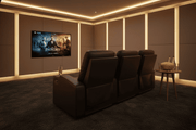 Dark brown 3-seater power recliner sofa with cup holders for South African home cinema