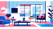 Illustrated mirrored coffee table in a bright contemporary South African living room