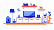 Space-saving TV stand with storage in a compact South African living room