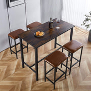 Bar stools South Africa – Bar Table Stool Set BT-02 with rectangular table and four cushioned stools in modern dining room - ArtisanSA