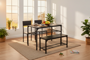 Dining table South Africa – 4-Piece Dining Set with Storage Bench in black - ArtisanSA