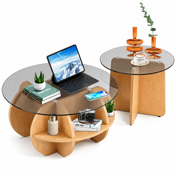 Modern Glass Nesting Coffee Table Set