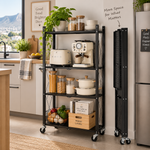 space-saving 4-tier foldable storage trolley for home utility organisation