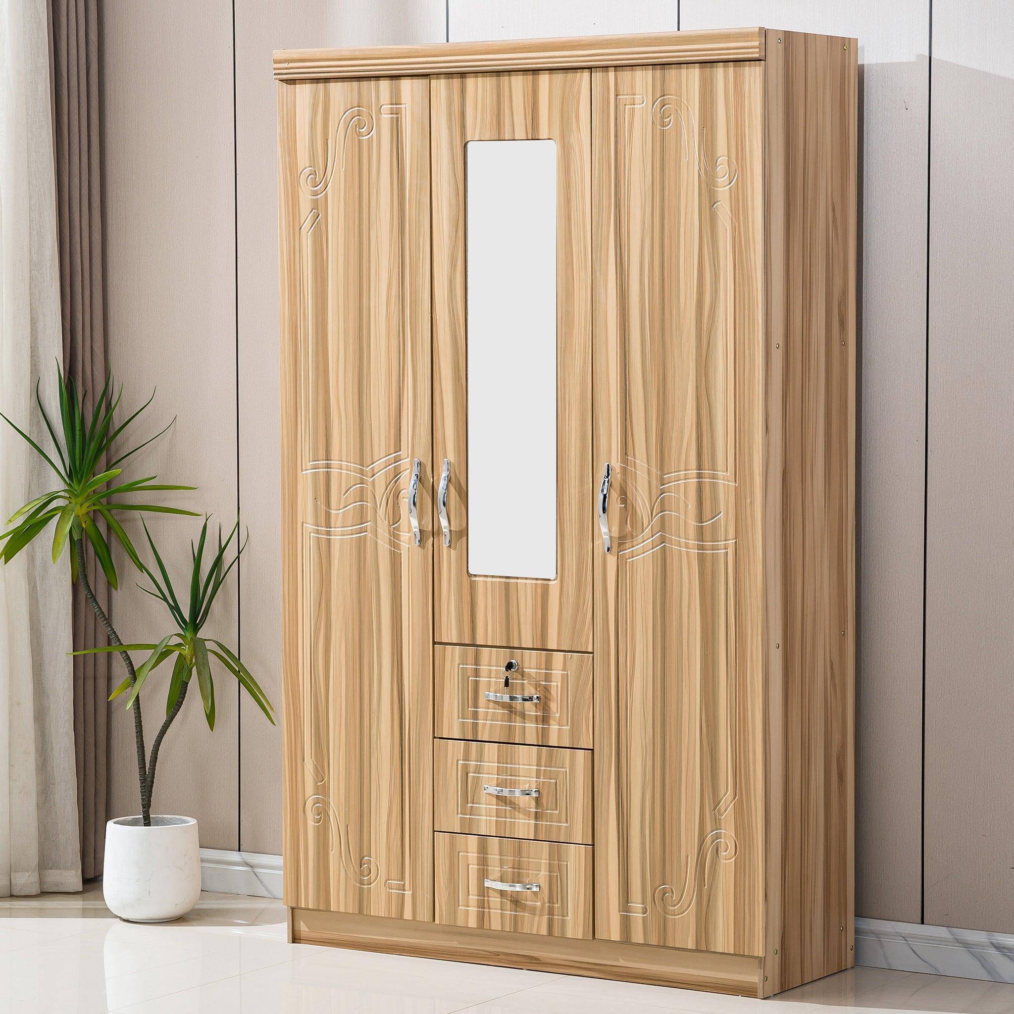 Wardrobe with Mirror Clothes Closet Cabinet Bedroom Storage Rack Organizer