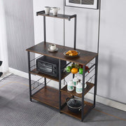 Kitchen Baker's Rack with microwave stand, wire baskets, and coffee station for ultimate kitchen organization.