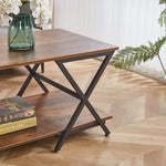 Wood and metal center table featuring waterproof rustic brown finish