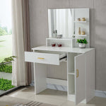 Side view of dressing table with mirror DR-14 showing wooden legs and side cabinet | Artisansa SA