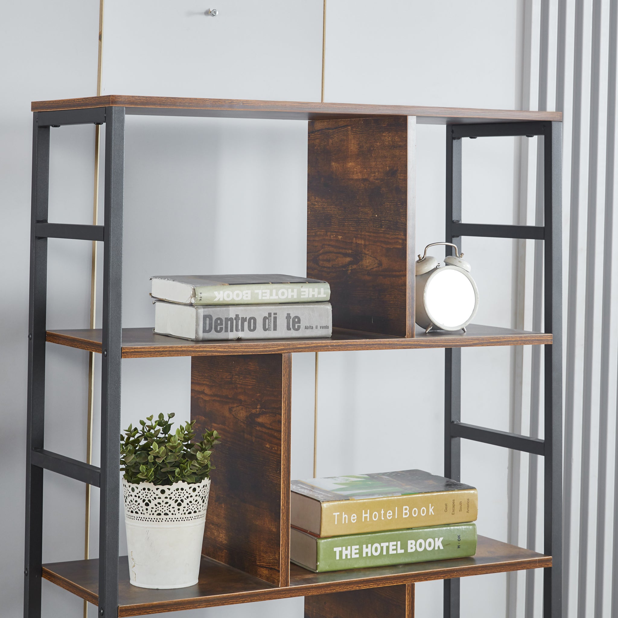Bookcase Storage Shelves Bookshelf BS-04 buring wood