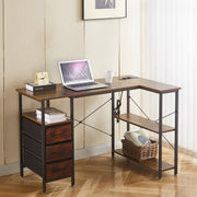 L-Shaped Desk with Power Outlets & Drawers